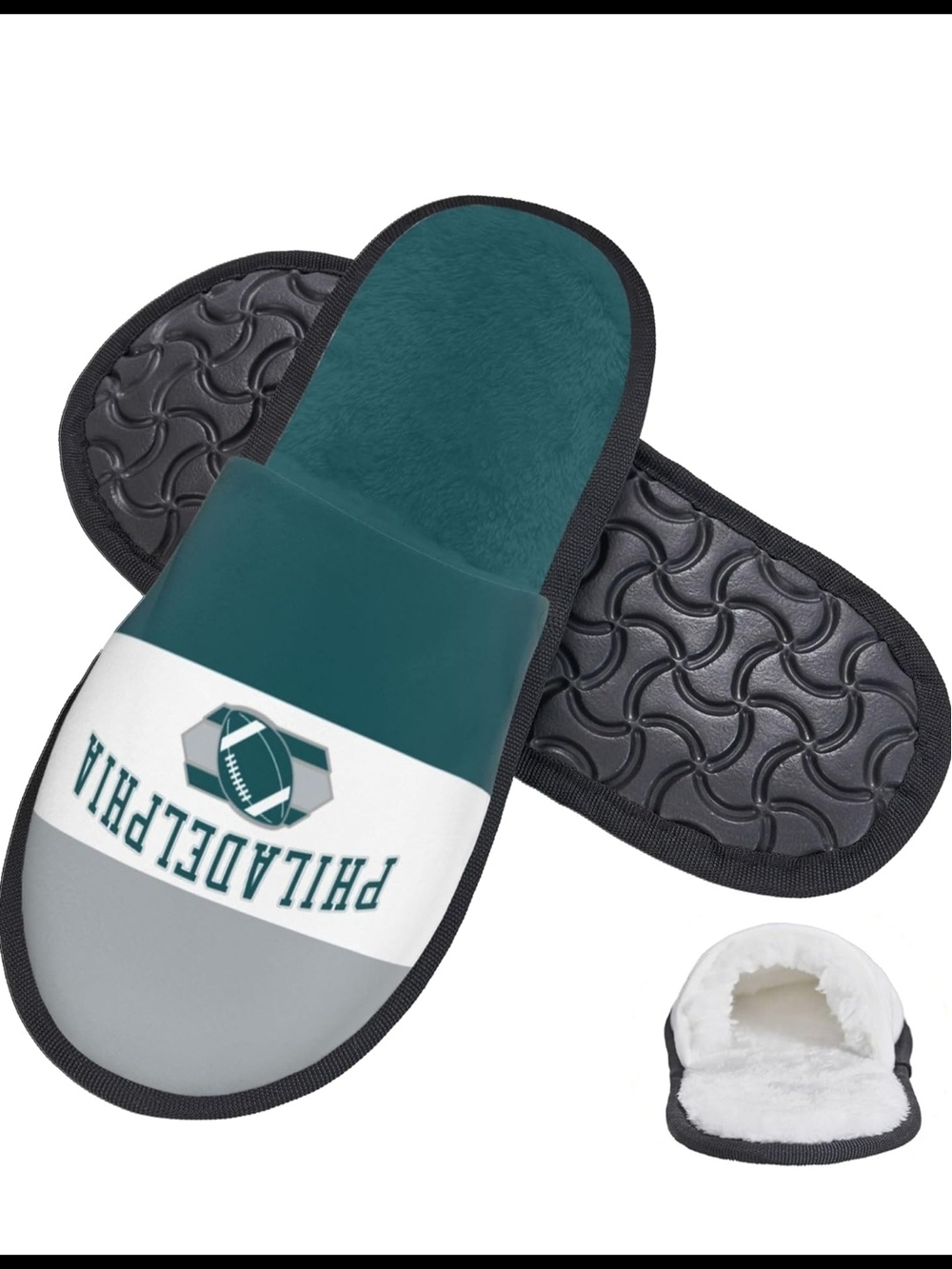Philadelphia Teal & Gray Fleece-Lined Women’s Slippers